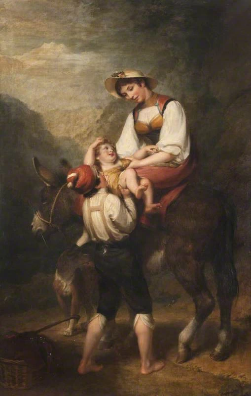 Donna su un asino con bambini - The Dick Institute, East Ayrshire